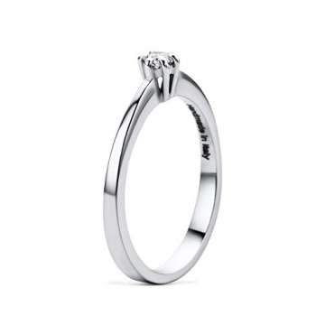 Orovi Damen Diamant Ring Weißgold, Verlobungsring 14 Karat (585) Gold und Diamant Brillanten 0.08 Ct, Solitärring Ring Handgemacht in Italien - 2