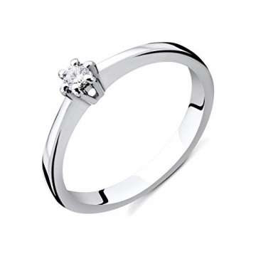 Orovi Damen Diamant Ring Weißgold, Verlobungsring 14 Karat (585) Gold und Diamant Brillanten 0.08 Ct, Solitärring Ring Handgemacht in Italien - 1