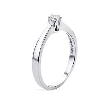 Orovi Damen Diamant Ring Weißgold, Verlobungsring 14 Karat (585) Gold und Diamant Brillanten 0.14 Ct, Solitärring Ring Handgemacht in Italien - 3
