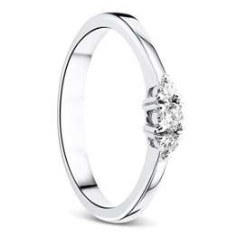 Orovi Damen Diamant Ring Weißgold, Verlobungsring 18 Karat (750) Gold und Diamanten Brillanten 0.15 Ct, Trio Diamant Ring Ring Handgemacht in Italien - 1