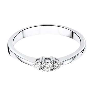 Orovi Damen Diamant Ring Weißgold, Verlobungsring 18 Karat (750) Gold und Diamanten Brillanten 0.15 Ct, Trio Diamant Ring Ring Handgemacht in Italien - 4