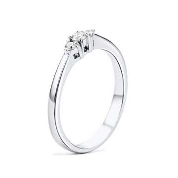 Orovi Damen Diamant Ring Weißgold, Verlobungsring 18 Karat (750) Gold und Diamanten Brillanten 0.15 Ct, Trio Diamant Ring Ring Handgemacht in Italien - 5