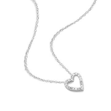 Orovi Halskette Damen Kette Weißgold 18 Karat / 750 Gold mit Herz Diamant Brilliant 0,09 ct - 2