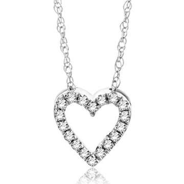 Orovi Halskette Damen Kette Weißgold 18 Karat / 750 Gold mit Herz Diamant Brilliant 0,09 ct - 1