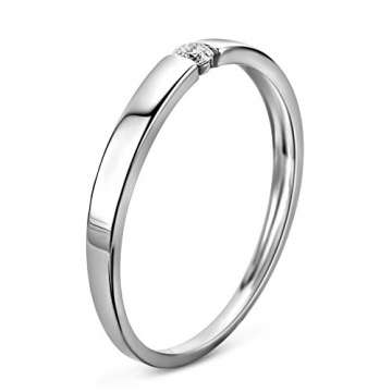 Orovi Ring für Damen Verlobungsring Gold Solitärring Diamantring 9 Karat (375) Brillianten 0.05ct Weißgold oder GelbGold Ring mit Diamanten - 4