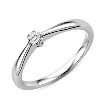 Orovi Ring für Damen Verlobungsring Gold Solitärring Diamantring 9 Karat (375) Brillianten 0.09crt Weißgold Ring mit Diamanten Ring Handgemacht in Italien - 5
