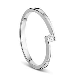 Orovi Ring für Damen Verlobungsring Gold Solitärring Diamantring 9 Karat (375) Brillanten 0.05crt Weißgold Ring mit Diamanten Ring Handgemacht in Italien - 1