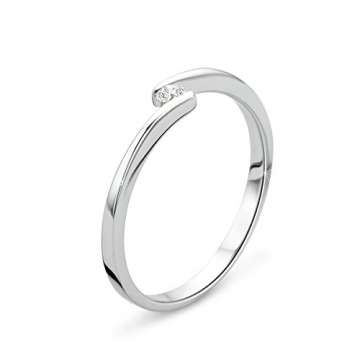Orovi Ring für Damen Verlobungsring Gold Solitärring Diamantring 9 Karat (375) Brillanten 0.05crt Weißgold Ring mit Diamanten Ring Handgemacht in Italien - 4