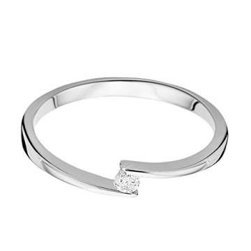 Orovi Ring für Damen Verlobungsring Gold Solitärring Diamantring 9 Karat (375) Brillanten 0.05crt Weißgold Ring mit Diamanten Ring Handgemacht in Italien - 5
