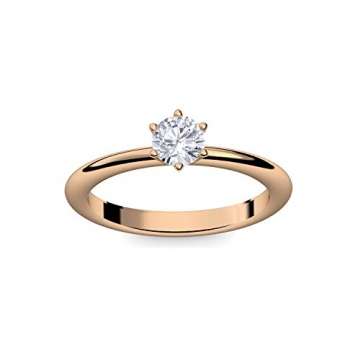 Verlobungsring Rosegold Ring Diamant 585 + inkl. Luxusetui + Diamant Ring Rosegold Diamantring Rosegold 0,45 Carat SI1/H (Rosegold 585) - Precious Amoonic Schmuck Größe AM195 RS585BRFA52 - 4