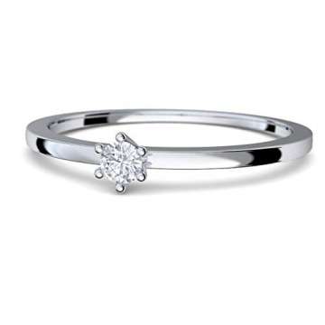 Verlobungsringe Weißgold Ring 585 Diamant Ring 0,05 Carat H/si **sehr gute Qualität** + inkl. Luxusetui + Diamantring solitär schmal dünn Echtschmuck Diamantring Weißgold 0,05 FF50WG585BRFA52 - 6