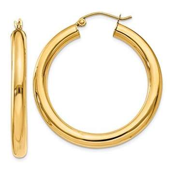 14 Karat 585 Gold Hochglanz Creolen Ohrringe Gelbgold (32 Millimeter) - 1