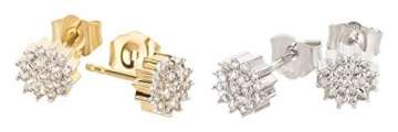 Ardeo Aurum Damen Ohrringe-Ohrstecker aus 585 Gold Gelbgold mit 0,18 ct Diamant Brillant Solitär Sterne Design rund 6 mm - 3