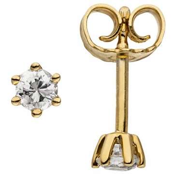 JOBO Damen Ohrstecker 585 Gold Gelbgold 2 Diamanten Brillanten 0,24 ct. Ohrringe - 1