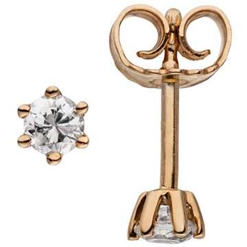 JOBO Damen Ohrstecker 585 Gold Rotgold 2 Diamanten Brillanten 0,14 ct. Ohrringe - 1