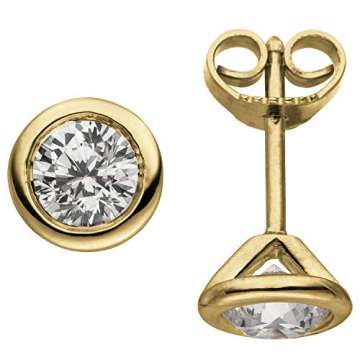 JOBO Damen Ohrstecker rund 585 Gold Gelbgold 2 Diamanten Brillanten 1,00 ct. Ohrringe - 1