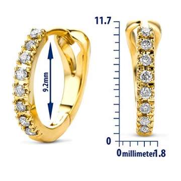Miore Ohrringe Damen 0.11 Ct Diamant Creolen aus Gelbgold 14 Karat / 585 Gold, Ohrschmuck mit Diamanten Brillanten - 3