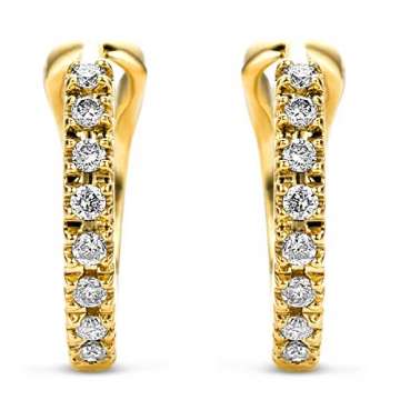 Miore Ohrringe Damen 0.11 Ct Diamant Creolen aus Gelbgold 14 Karat / 585 Gold, Ohrschmuck mit Diamanten Brillanten - 5