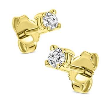Miore Ohrringe Damen 0.25 Ct Solitär Diamant runde Ohrstecker aus Gelbgold 14 Karat / 585 Gold, Ohrschmuck - 2