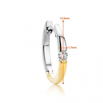 Orovi Damen Diamant Creolen Ohrringe 14 Karat (585) Zweifarb/Weißgold und Gelbgold Ohr-Schmuck Brillianten 0.07ct - 4