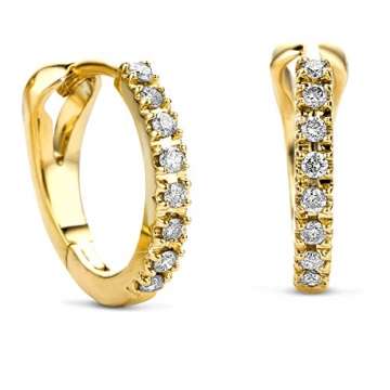 Orovi Damen Diamant Gold Creolen Ohrringe GelbGold 14 Karat (585) Ohr-Schmuck Brillianten 0.10 ct - 1