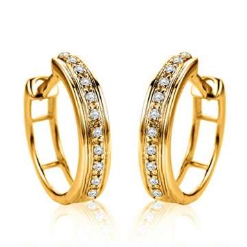 Orovi Damen Diamant Gold Creolen Ohrringe Gelbgold 9 Karat (375) Ohr-Schmuck Brillianten 0.06ct - 2