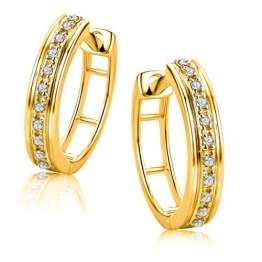 Orovi Damen Diamant Gold Creolen Ohrringe Gelbgold 9 Karat (375) Ohr-Schmuck Brillianten 0.06ct - 1
