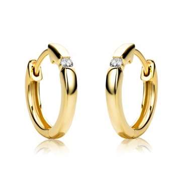 Orovi Damen Diamant Gold Creolen Ohrringe Gelbgold 9 Karat (375) Ohr-Schmuck Brillianten 0.06ct - 2