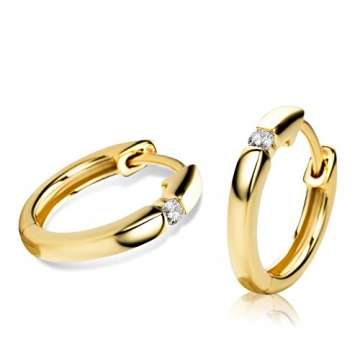 Orovi Damen Diamant Gold Creolen Ohrringe Gelbgold 9 Karat (375) Ohr-Schmuck Brillianten 0.06ct - 3