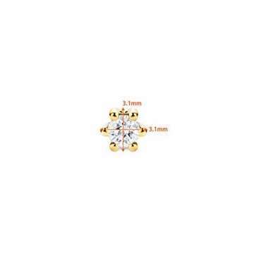 Orovi Damen Ohrringe mit Diamanten Gelbgold Solitär Ohrstecker 14 Karat (585) Gold und Diamant Brillanten 0.08 Ct Ohrring Handgemacht in Italien - 4