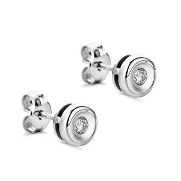 Orovi Damen Ohrringe mit Diamanten Weißgold Solitär Ohrstecker 18 Karat (750) Gold und Diamant Brillanten 0.10 Ct - 2