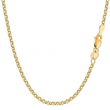 14 Karat / 585 Gold Rund Erbskette Rolo Link kette Gelbgold Unisex - Breite 2.70 mm - Länge Wählbar (45) - 1