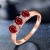 ANAZOZ Echtschmuck Damen Ring 18K Rosegold Solitärring 0.55 Karat Rubin Bandring 3 Stein Verlobungsring Trauringe für Frauen Goldring 750 Echtgold - 2