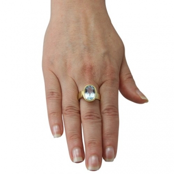 Aquamarin Ring Gold Goldschmiedearbeit (Gelbgold 585) - Goldring mit Aquamarin 9,16 Karat - Aquamarinring mit Expertise - 2