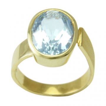 Aquamarin Ring Gold Goldschmiedearbeit (Gelbgold 585) - Goldring mit Aquamarin 9,16 Karat - Aquamarinring mit Expertise - 1