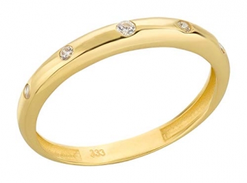 Ardeo Aurum Damenring aus 333 Gold Gelbgold mit Zirkonia im Brillant-Schliff Antragsring Verlobungsring - 1