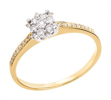 Ardeo Aurum Damenring aus 585 Gold bicolor Gelbgold Weißgold mit 0,28 ct Diamant Brillant Solitär-Ring Verlobungsring Solitaire - 3