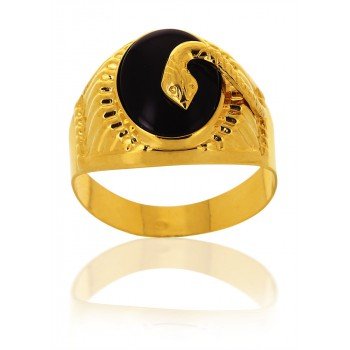 AvenueDuBijou – Siegelring Schlange, Onyx, Herren, Gold 750/1000 - 1