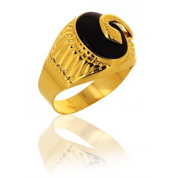 AvenueDuBijou – Siegelring Schlange, Onyx, Herren, Gold 750/1000 - 2