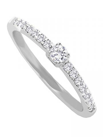 Diamant Verlobungsring Weißgold Weissgold 750 Gold (18 Karat) Mit Brillant 0,20ct. Gr.48 Heiratsantrag Antrag Diamantring Damenring Weißgoldring Gaura V0011018 - 1