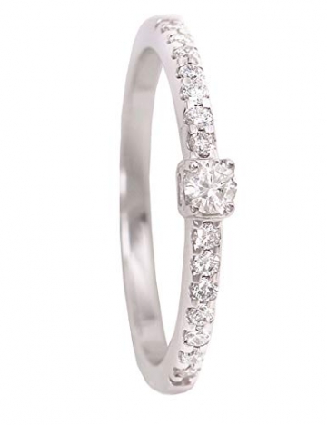 Diamant Verlobungsring Weißgold Weissgold 750 Gold (18 Karat) Mit Brillant 0,20ct. Gr.48 Heiratsantrag Antrag Diamantring Damenring Weißgoldring Gaura V0011018 - 5