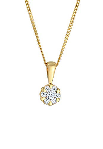 DIAMORE Halskette Damen mit Anhänger Elegant mit Diamant (0.15 ct.) in in 585 Gelbgold 45 - 1