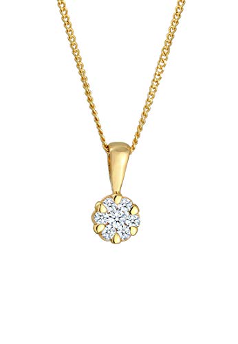 DIAMORE Halskette Damen mit Anhänger Elegant mit Diamant (0.15 ct.) in in 585 Gelbgold 45 - 1