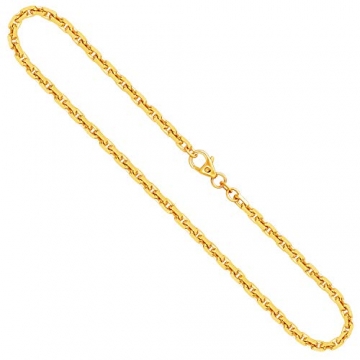 Goldkette, Ankerkette diamantiert Gelbgold 585/14 K, Länge 50 cm, Breite 3 mm, Gewicht ca. 23.6 g, NEU - 1