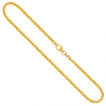 Goldkette, Ankerkette diamantiert Gelbgold 585/14 K, Länge 50 cm, Breite 3 mm, Gewicht ca. 23.6 g, NEU - 1