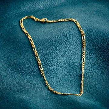 Goldkette, Figarokette hohl Gelbgold 585/14 K, Länge 45 cm, Breite 3.5 mm, Gewicht ca. 6.2 g, NEU - 5