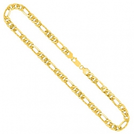 Goldkette, Figarokette hohl Gelbgold 750 / 18K, Länge 45 cm, Breite 5.7 mm, Gewicht ca. 13.2 g, NEU - 1