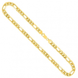 Goldkette, Figarokette hohl Gelbgold 750 / 18K, Länge 45 cm, Breite 5.7 mm, Gewicht ca. 13.2 g, NEU - 1