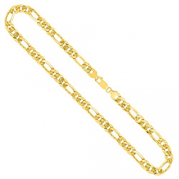 Goldkette, Figarokette hohl Gelbgold 750 / 18K, Länge 45 cm, Breite 5.7 mm, Gewicht ca. 13.2 g, NEU - 1