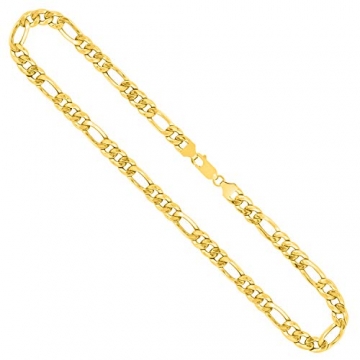 Goldkette, Figarokette hohl Gelbgold 750 / 18K, Länge 45 cm, Breite 5.7 mm, Gewicht ca. 13.2 g, NEU - 1